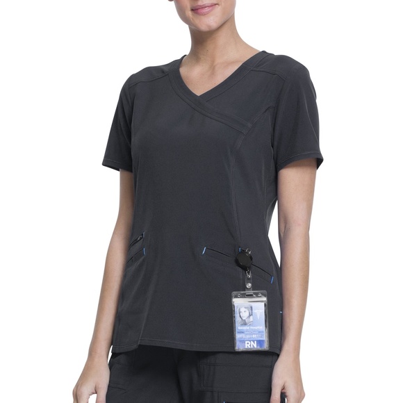 Scrubstar Women's Fashion Premium Performance Mock Wrap Pewter Scrub Top M - Picture 1 of 9